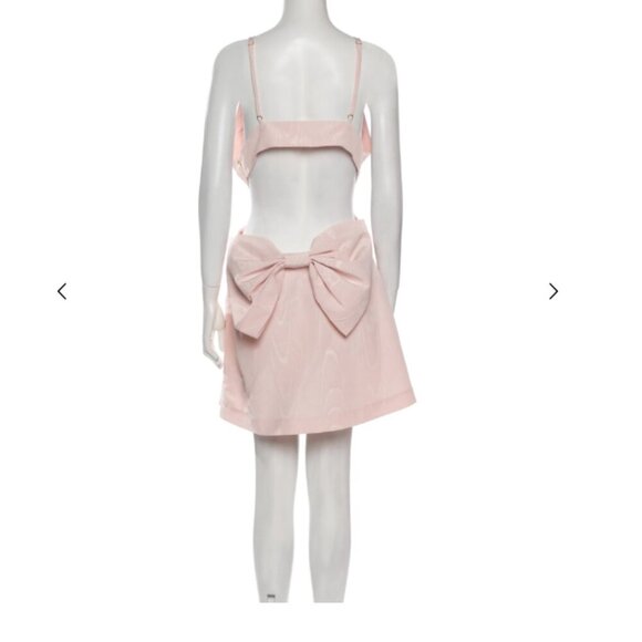 NWT LoveShackFancy Pink Plunge Mini Dress Bow Detail A Line Party Cocktail XL - Picture 4 of 6